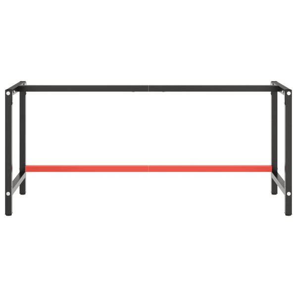 Werkbankgestell Mattschwarz und Mattrot 180x57x79 cm Metall