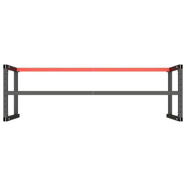 Werkbankgestell Mattschwarz und Mattrot 180x57x79 cm Metall