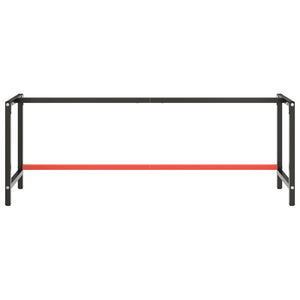 Werkbankgestell Mattschwarz und Mattrot 220x57x79 cm Metall