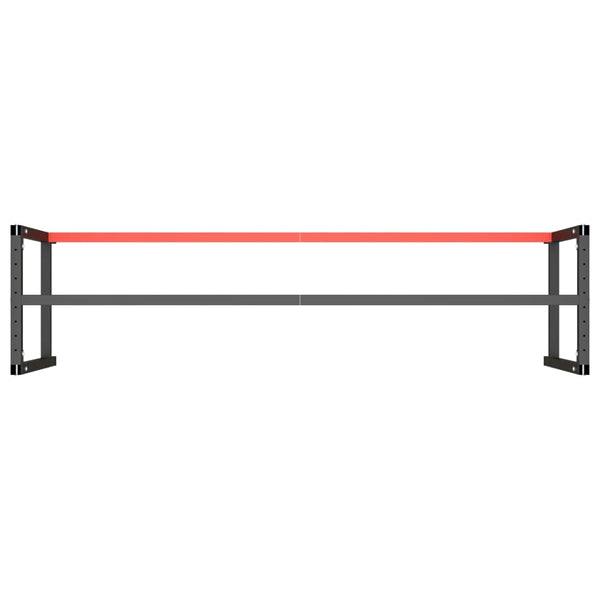 Werkbankgestell Mattschwarz und Mattrot 220x57x79 cm Metall