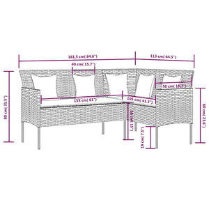 5-tlg. Sofagarnitur in L-Form mit Kissen Poly Rattan Braun