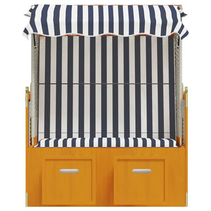 Strandkorb mit Dach Poly Rattan & Massivholz Weiß & Blau