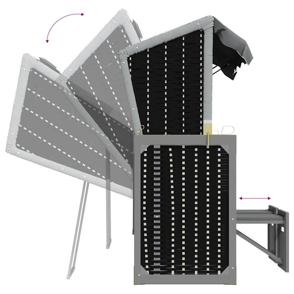 Strandkorb mit Kissen Poly Rattan Massivholz Anthrazit Schwarz
