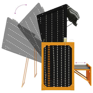 Strandkorb mit Kissen Poly Rattan & Massivholz Schwarz & Grau