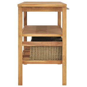Waschtisch mit 3 Körben Massivholz Teak 132x45x75cm