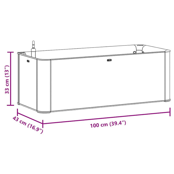 Garten-Hochbeet mit Selbstbewässerungssystem Grau 100x43x33 cm
