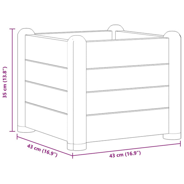 Garten-Hochbeet PP Stein Grau 43x43x35 cm