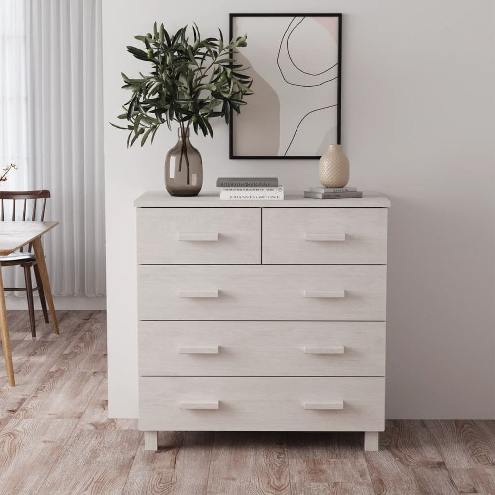 Weißes Kiefer Massivholz Sideboard 79 cm