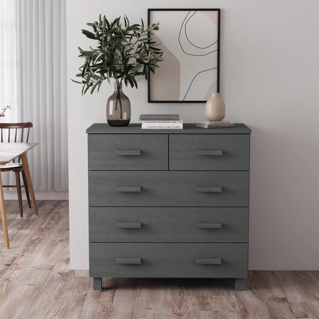 Sideboard HAMAR Dunkelgrau Kiefer Massivholz 79 cm