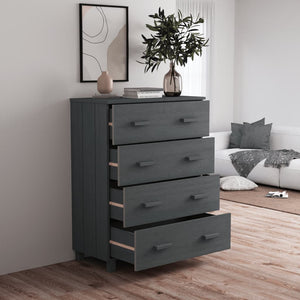 Dunkelgraues Kiefer Sideboard 79x40x103,5 cm