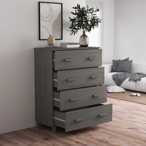Sideboard HAMAR Hellgrau Kiefer Massivholz 79x40x103,5 cm