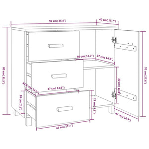Sideboard HAMAR Hellgrau Kiefer Massivholz 90cm