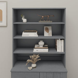 Highboard-Aufsatz Dunkelgrau 90x100cm Massivholz