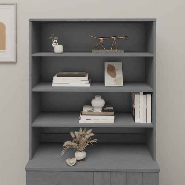 Highboard-Aufsatz Dunkelgrau 90x100cm Massivholz