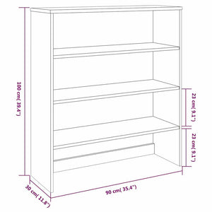 Highboard-Aufsatz Dunkelgrau 90x100cm Massivholz