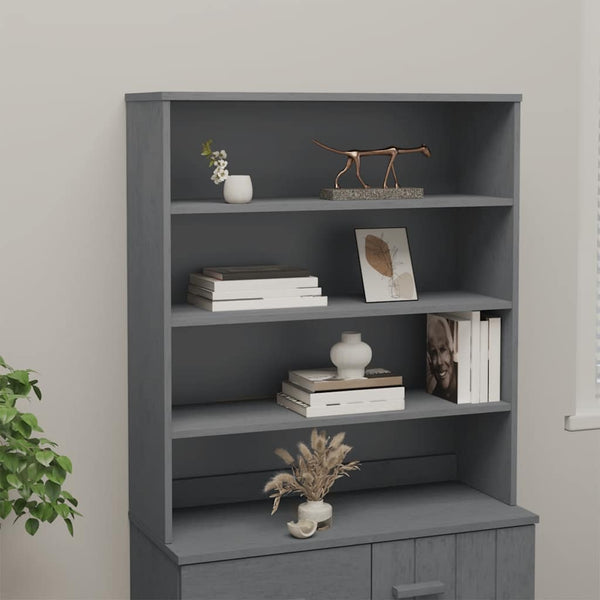 Highboard-Aufsatz Dunkelgrau 90x100cm Massivholz