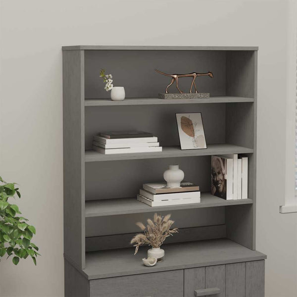 Highboard-Aufsatz Hellgrau 90x100cm Massivholz