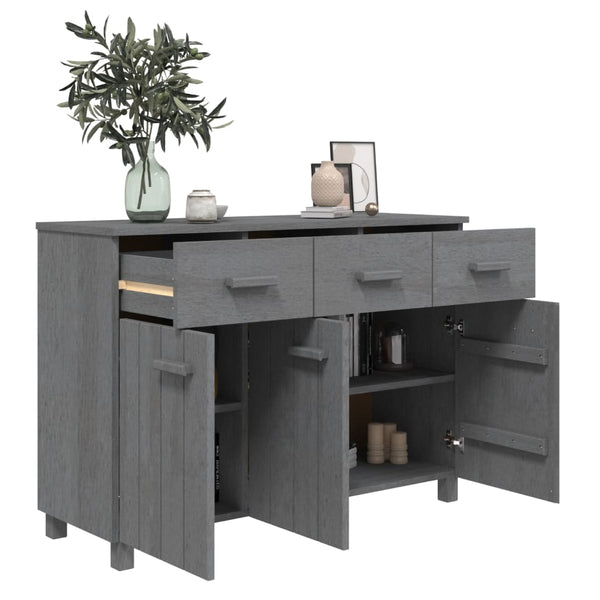 Dunkelgraues Sideboard HAMAR Kiefer Massivholz