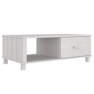 Weißer Couchtisch HAMAR Kiefer Massivholz 100x55 cm