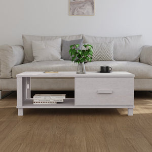 Weißer Couchtisch HAMAR Kiefer Massivholz 100x55 cm