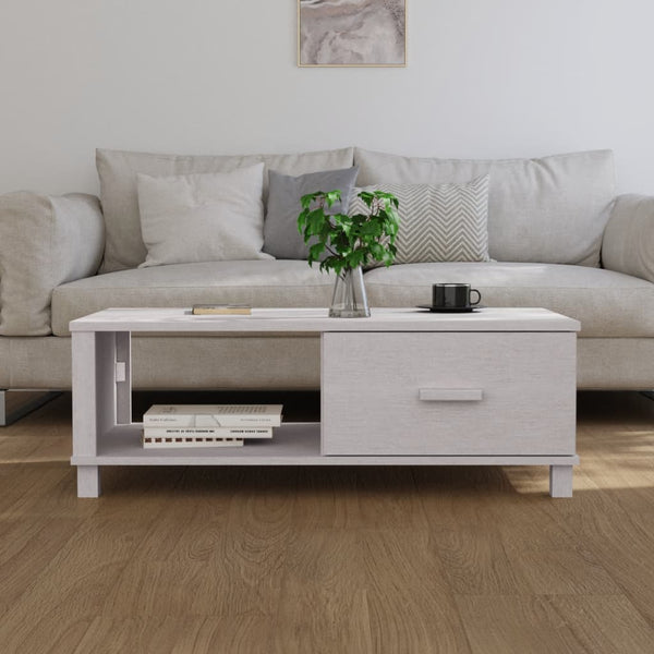 Weißer Couchtisch HAMAR Kiefer Massivholz 100x55 cm