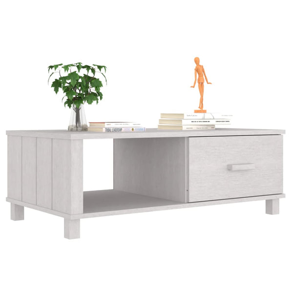 Weißer Couchtisch HAMAR Kiefer Massivholz 100x55 cm
