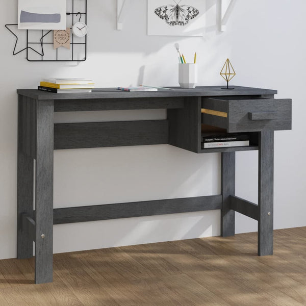 Schreibtisch HAMAR Dunkelgrau Kiefer Massivholz 110cm