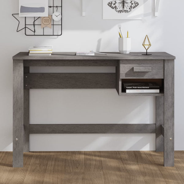 Schreibtisch HAMAR Hellgrau Kiefer Massivholz 110 cm