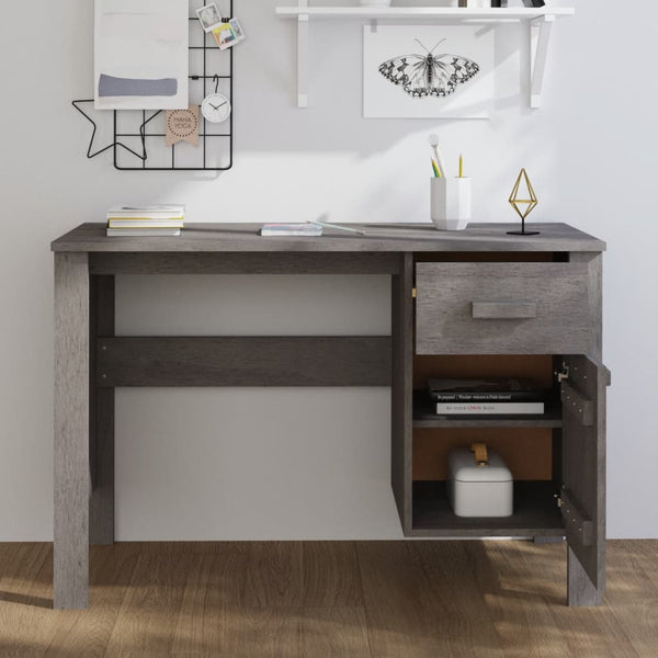 Schreibtisch Hellgrau Kiefer Massivholz 113 cm