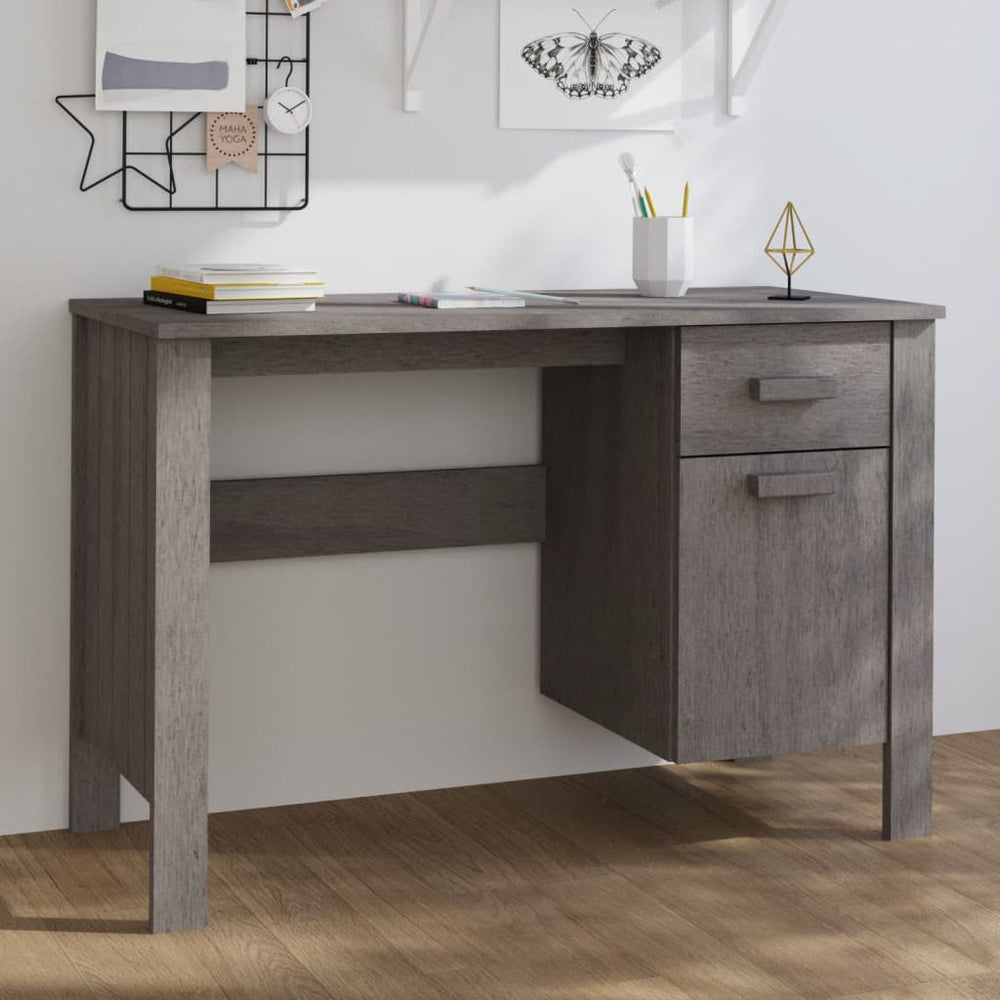 Schreibtisch Hellgrau Kiefer Massivholz 113 cm