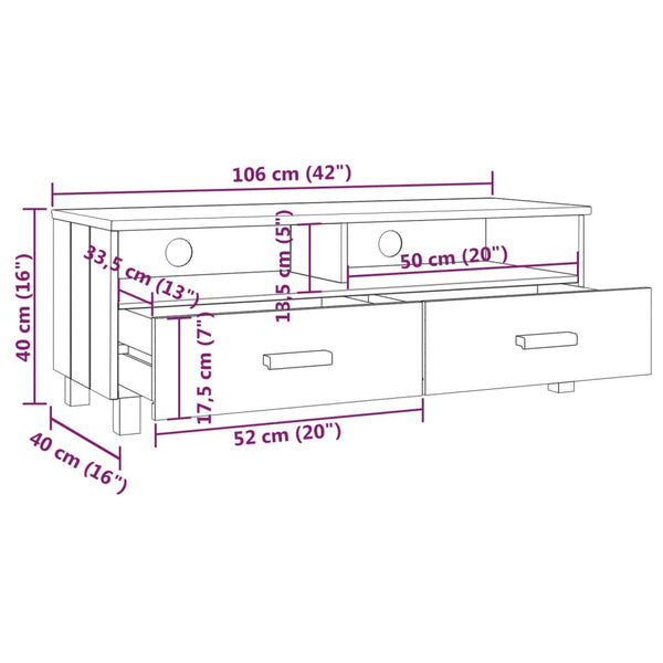TV-Schrank Kiefer Massivholz Honigbraun 106 cm