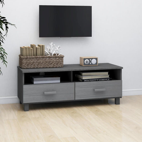 vidaXL Meuble TV HAMAR Gris foncé 106x40x40 cm Bois de pin massif