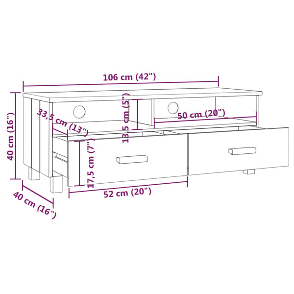 vidaXL Meuble TV HAMAR Gris foncé 106x40x40 cm Bois de pin massif