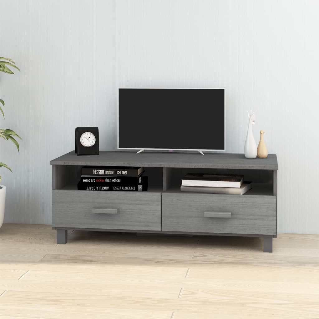 vidaXL Meuble TV HAMAR Gris foncé 106x40x40 cm Bois de pin massif