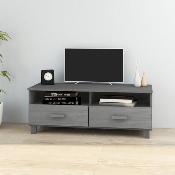 vidaXL Meuble TV HAMAR Gris foncé 106x40x40 cm Bois de pin massif