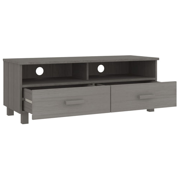 TV Schrank Hellgrau Kiefer Massivholz 106 cm
