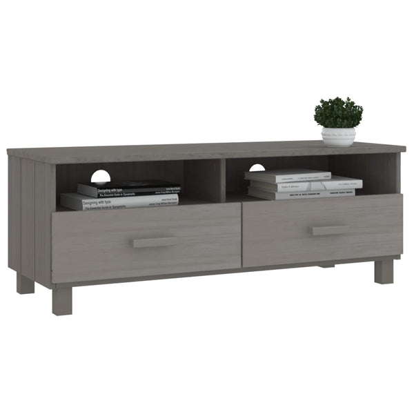 TV Schrank Hellgrau Kiefer Massivholz 106 cm