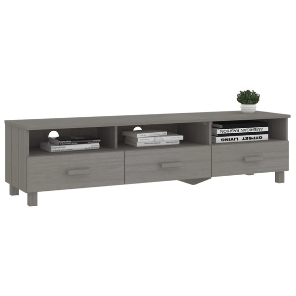 TV-Schrank Kiefer Massivholz Hellgrau 158 cm