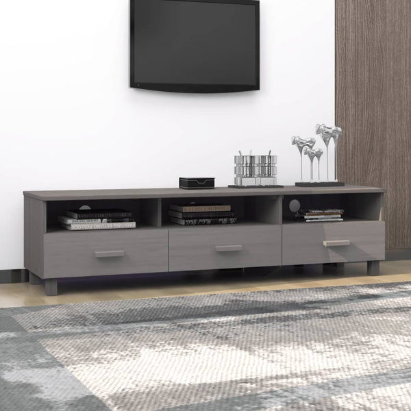 TV-Schrank Kiefer Massivholz Hellgrau 158 cm