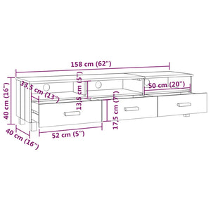 TV-Schrank Kiefer Massivholz Hellgrau 158 cm