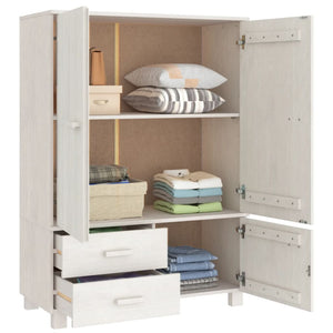 Weißer Kleiderschrank HAMAR Kiefer Massivholz 99x137cm