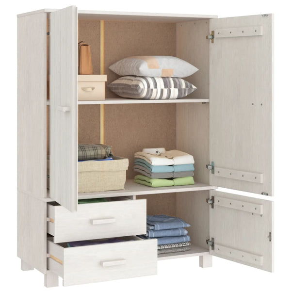 Weißer Kleiderschrank HAMAR Kiefer Massivholz 99x137cm