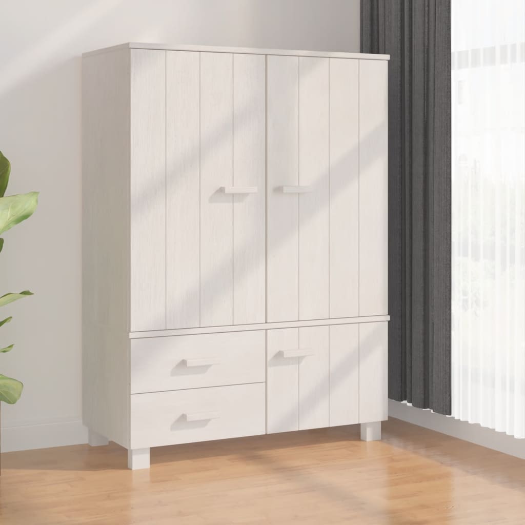 Weißer Kleiderschrank HAMAR Kiefer Massivholz 99x137cm