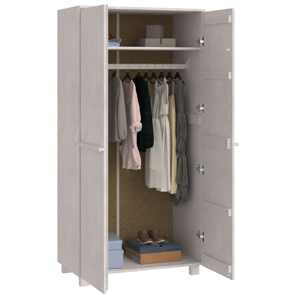 Weißer Kleiderschrank HAMAR Kiefer Massivholz 89x180cm