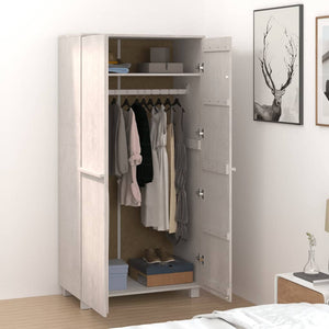 Weißer Kleiderschrank HAMAR Kiefer Massivholz 89x180cm