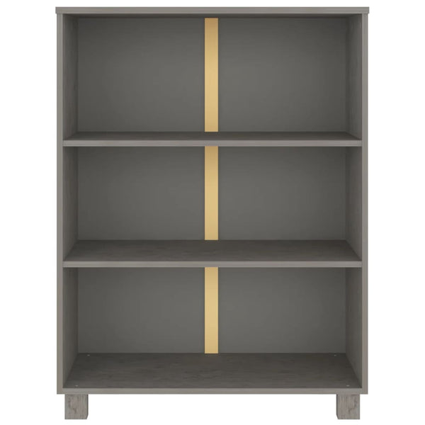 Bücherschrank HAMAR Hellgrau Kiefer Massivholz