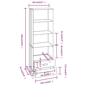 Highboard Weiß Kiefer Massivholz 60x180 cm