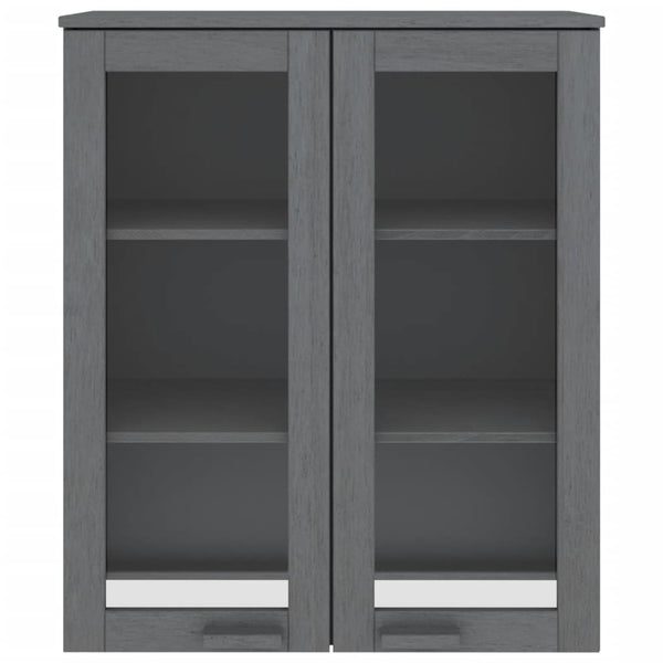 Highboard Aufsatz Dunkelgrau Massivholz