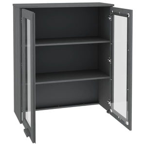 Highboard Aufsatz Dunkelgrau Massivholz