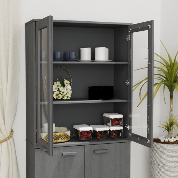 Highboard Aufsatz Dunkelgrau Massivholz